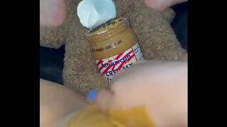 Insane Peanut Butter in 18YO Virgin Pink Pussy – Extreme Food Fetish