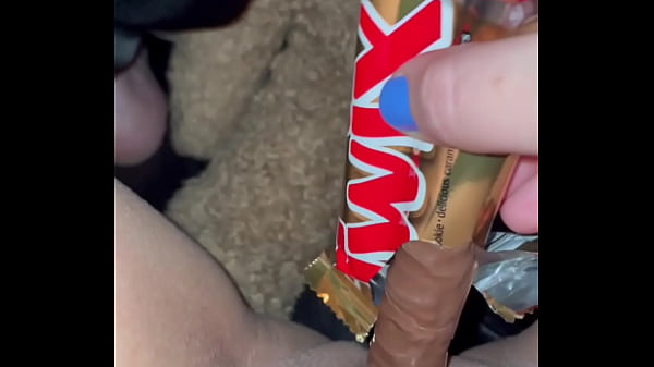 18YO Virgin’s Tight Pink Pussy Stuffed w/ Cappuccino & Twix – Moaning