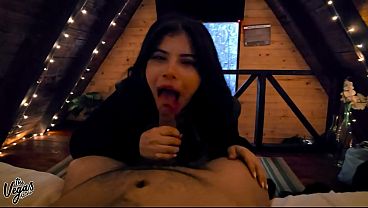 Sloppy POV Deepthroat Dark Cabin: Gag Swallow Tit Tease Cum