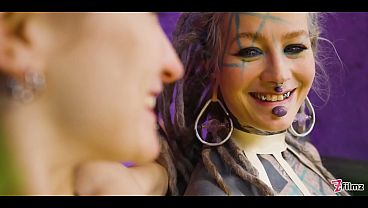 Double Latex Sluts Stretch Wide with Steel Dildo ATP Gape