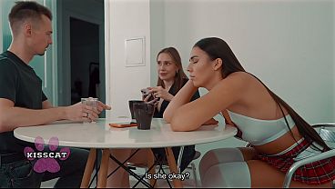 Aunty Catches Step Sis Milan Cheek Pounding Step Bro in Shared Bed!