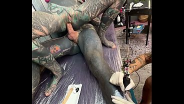 Tattooed Pierced Tits Tattoo Session Sparks Brutal Anal Ride