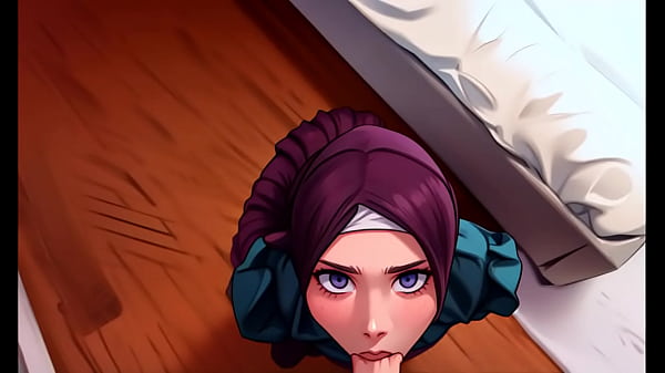 Brutal Anime Arab Hijab Muslim Slut Kneels Sucks Throbbing Dick