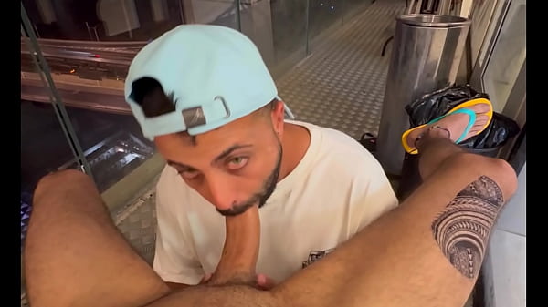 Filthy Middle Eastern Hottie Deepthroats Huge Cock on Balcony